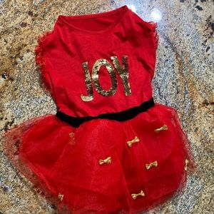 Holiday JOY dog dress tutu large